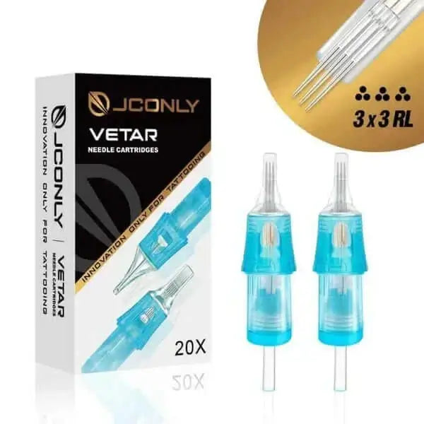 JCONLY VETAR Tattoo Cartridge Needles 3X3RL Stipple Shader Bugpin