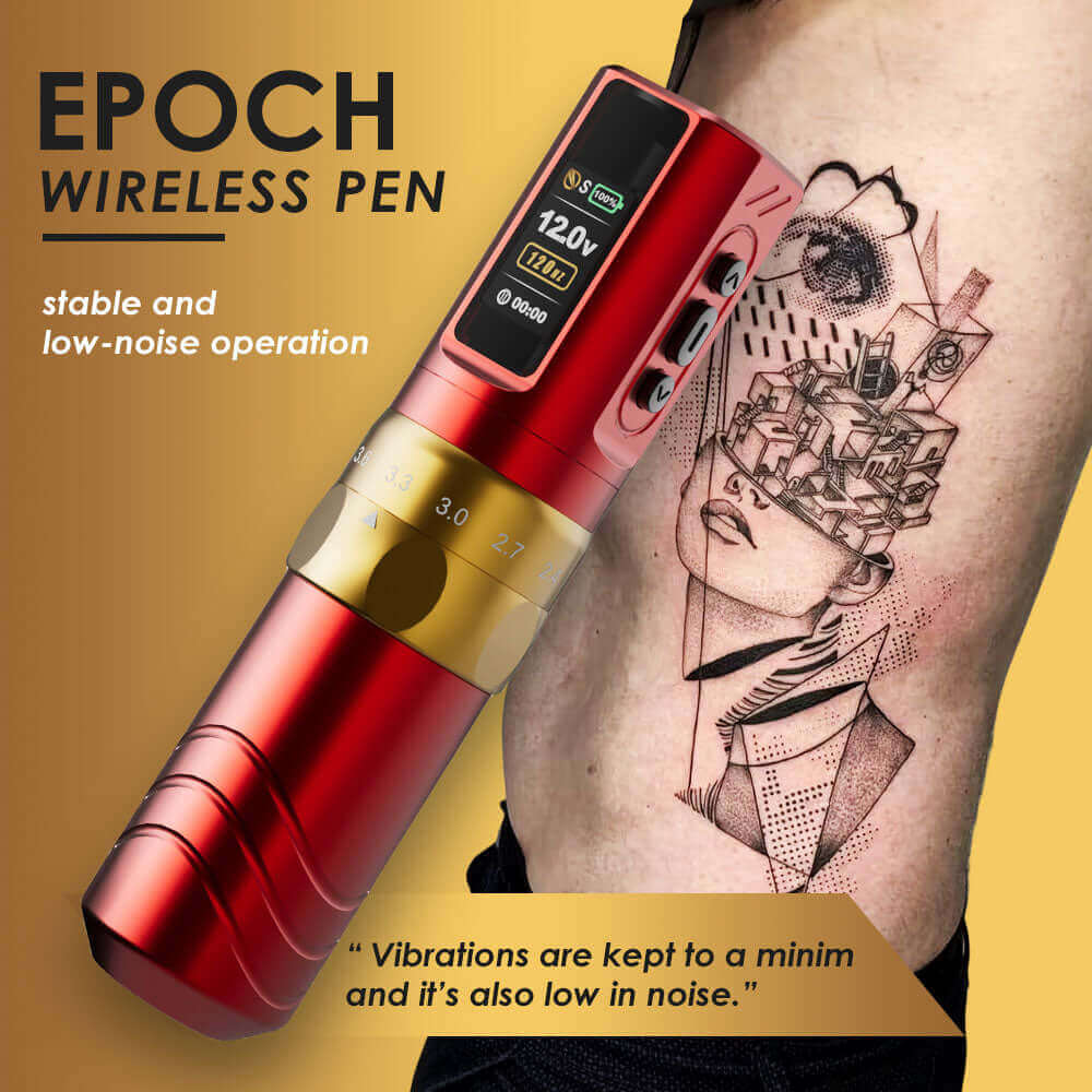 JCONLY Wireless Tattoo Pen Machine 2.4-4.2MM Strokes 2 Battery Pack | Epoch R3 (Red) JCONLY Wireless Tattoo Pen Machine 2.4-4.2MM Strokes 2 Battery Pack | Epoch R3 (Red)