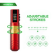 JCONLY Epoch R3 Red Wireless Tattoo Pen features infographic showing adjustable 2.4–4.2mm stroke length.