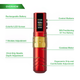 JCONLY Epoch R3 Red Wireless Tattoo Machine overview infographic showing LED display, 7-level stroke adjustment and coreless motor.