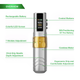 JCONLY Epoch R3 Sliver Wireless Tattoo Machine overview infographic showing LED display, 7-level stroke adjustment and coreless motor.
