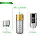 JCONLY Epoch R3 Sliver Wireless Tattoo Machine construction infographic showing traditional and wireless installation structure.