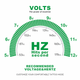 JCONLY Epoch R3 Wireless Tattoo Machine voltage and hertz infographic showing recommended 5–12V operating settings.