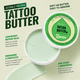 Top view of JCONLY Reven Tattoo Butter with the lid open, showing the smooth tattoo butter texture for daily aftercare.