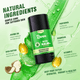 JCONLY Reven Tattoo Balm Stick ingredients infographic featuring jojoba oil, shea butter, and panthenol for tattooed skin care.